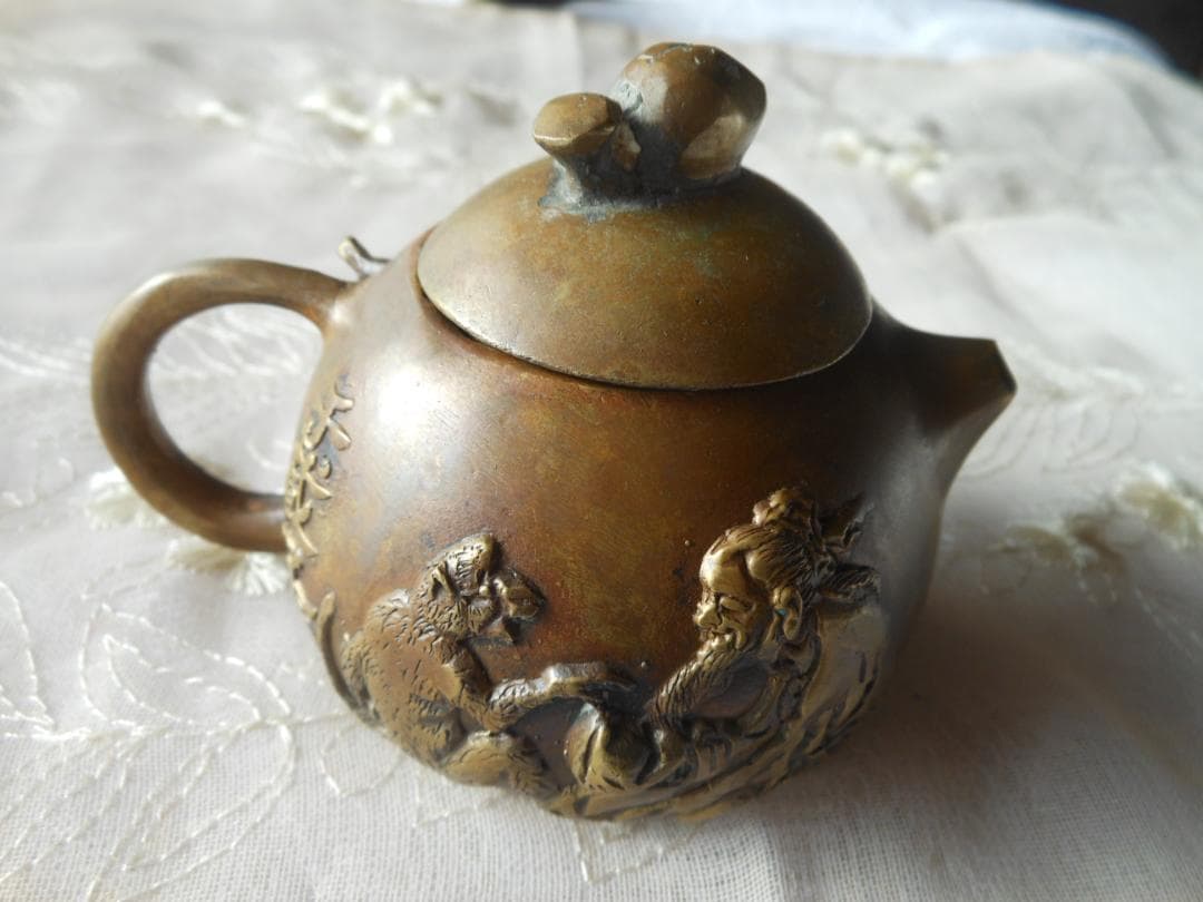 急須　茶器　茶壷　煎茶道具　茶事　金属製　アンティーク　古美術品