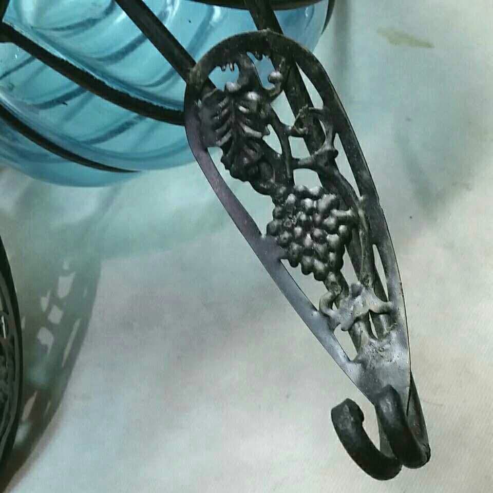 ★大きなベネチアン アイアン 手吹き ガラス 花器 アンティーク プランター