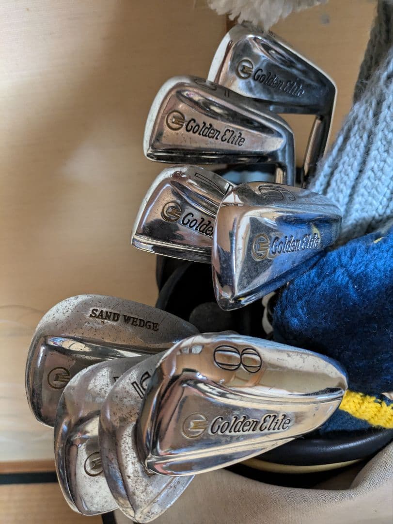 ゴルフバッグ レザー製 Golden Elite クラブセット付き