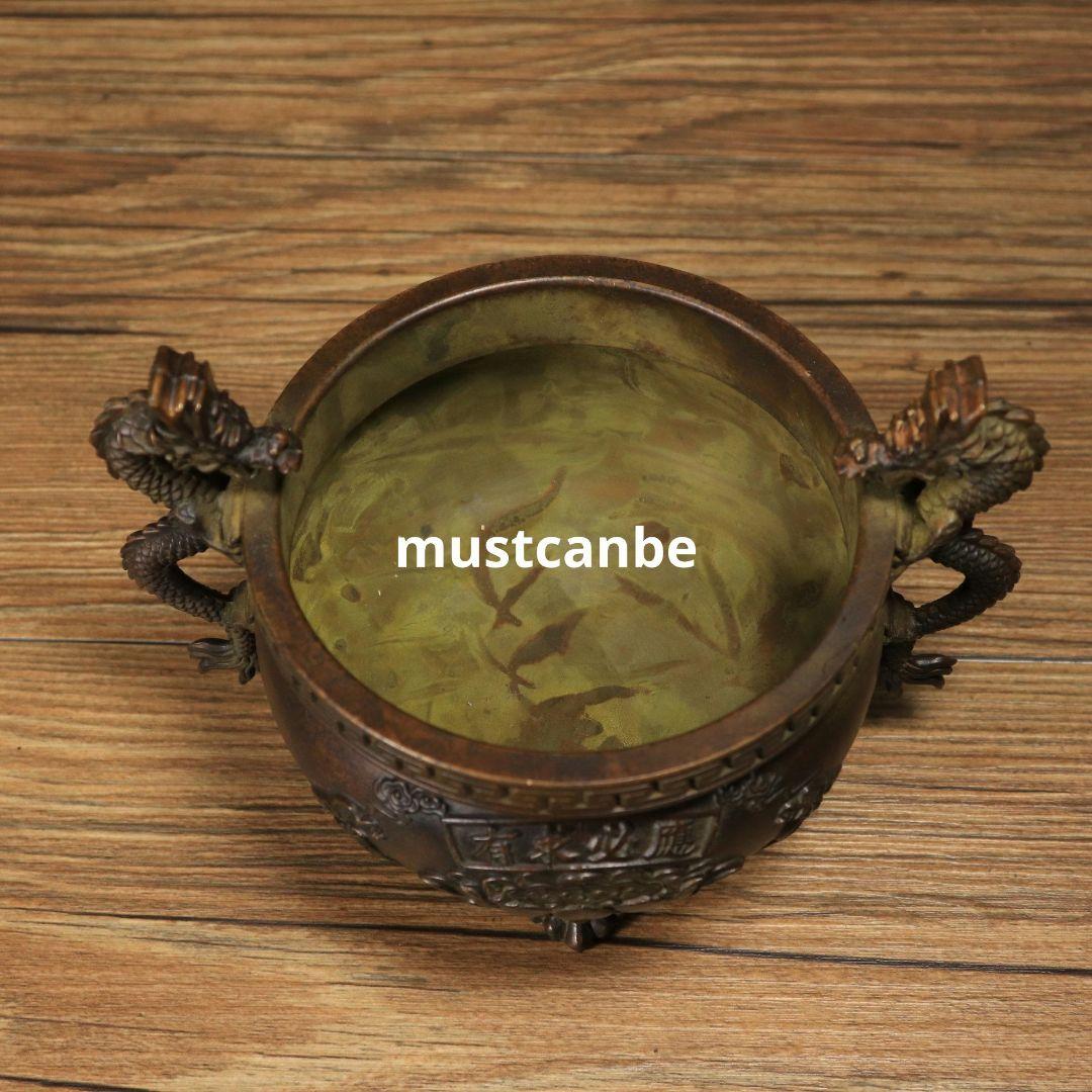 銅器 香炉 竜耳香炉 供養炉 鎮宅 辟邪 開運風水 招財 置物 工芸品
