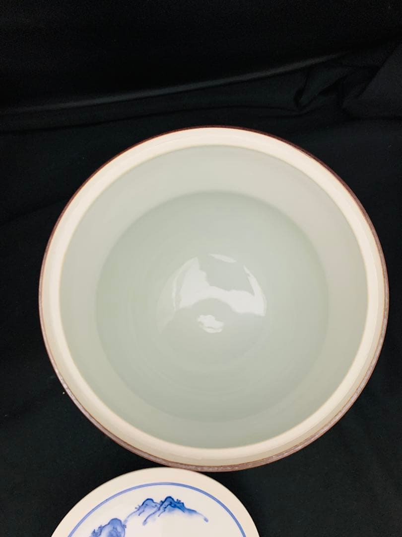 曽根幸風造　染付祥瑞金襴手水指　平安　京焼　栞黄布共箱付き