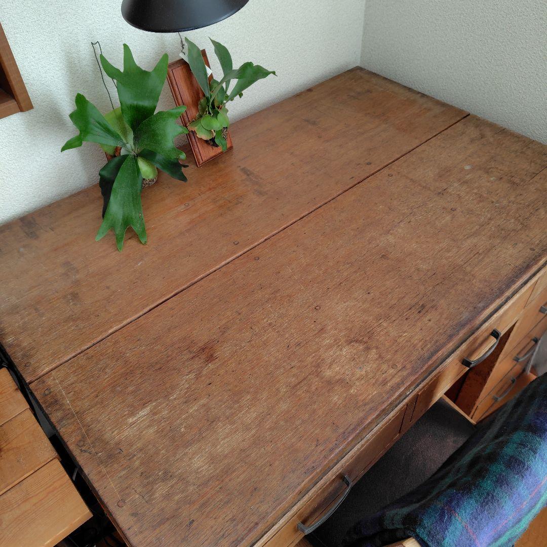 アンティークヴィンテージ昭和レトロ無垢材片袖机