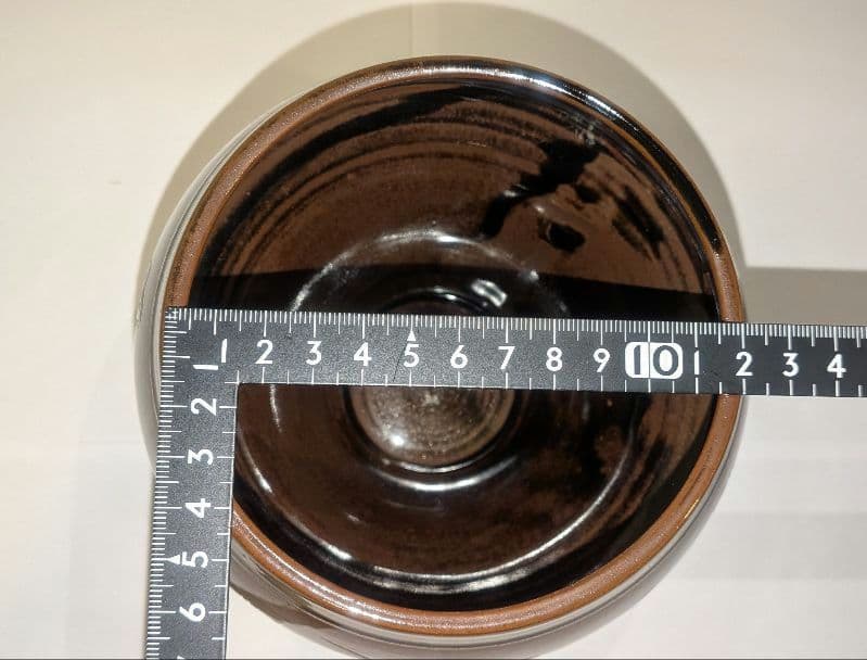 『独楽　宝尽くし』建水　膳所焼　陽炎園　茶道具　茶こぼし　茶の湯茶席茶会　共箱
