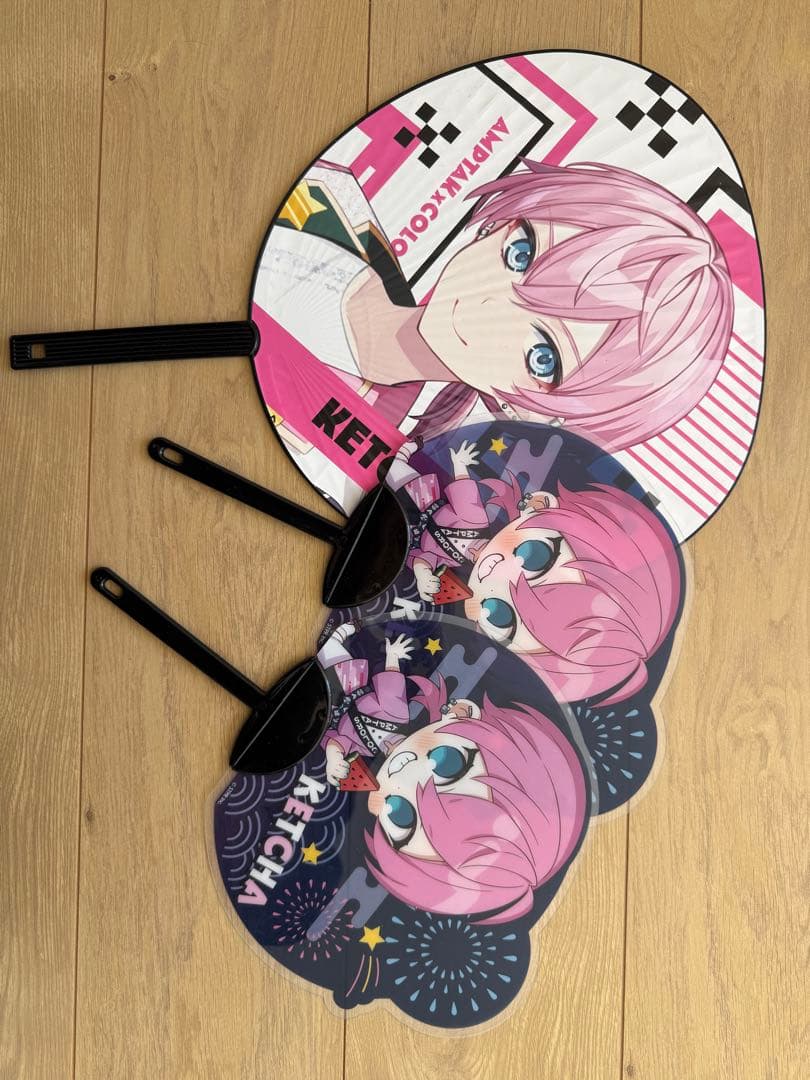 アンプタックカラーズ ケチャ グッズ 大量まとめ売り 缶バッジ うちわ タオル