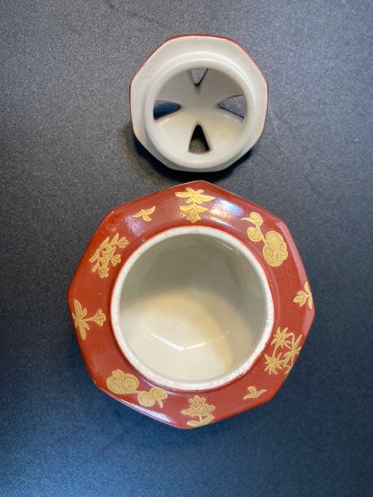 香炉　金彩　中国　骨董品　中国美術　古美術品