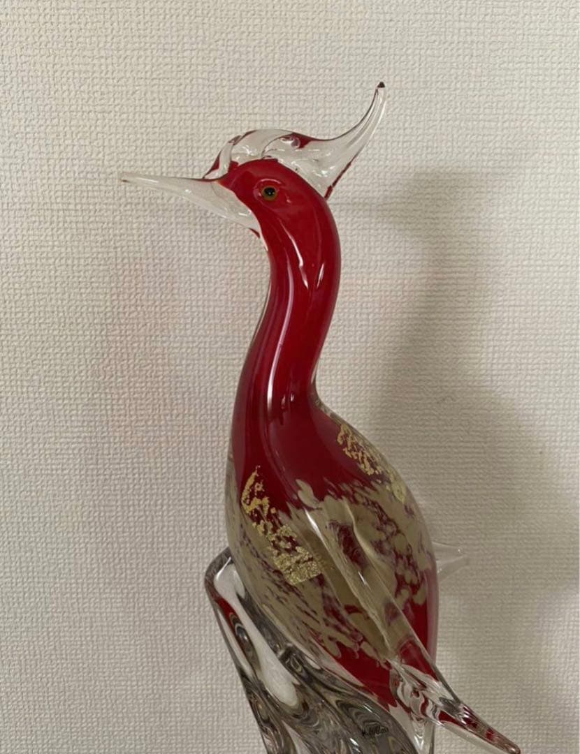 マルティグラすき家　鳥　置物 バード　ガラスオブジェインテリア　高さ48cm