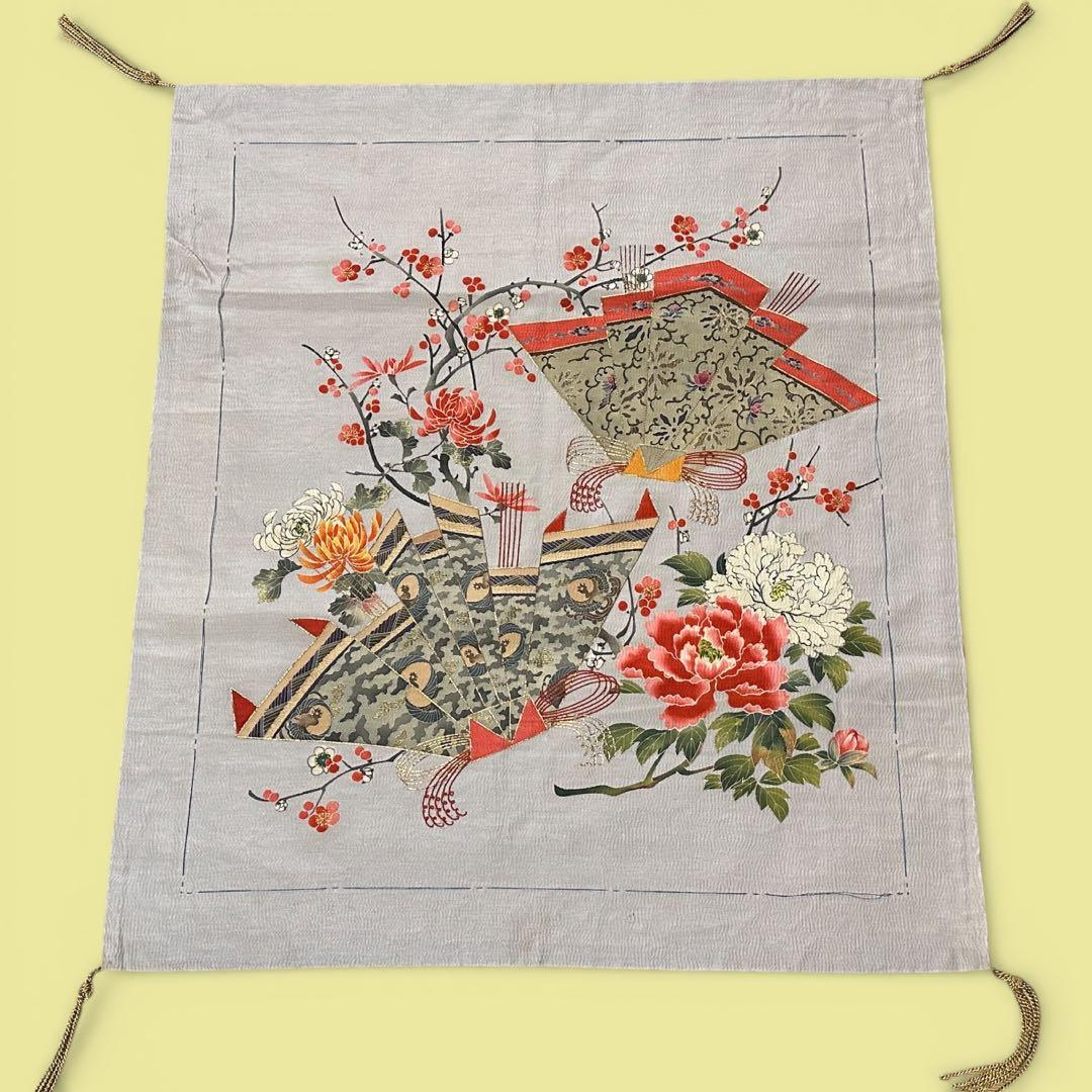 明治期・時代袱紗2点まとめ売り 敷物裂 掛け袱紗 古布 古裂