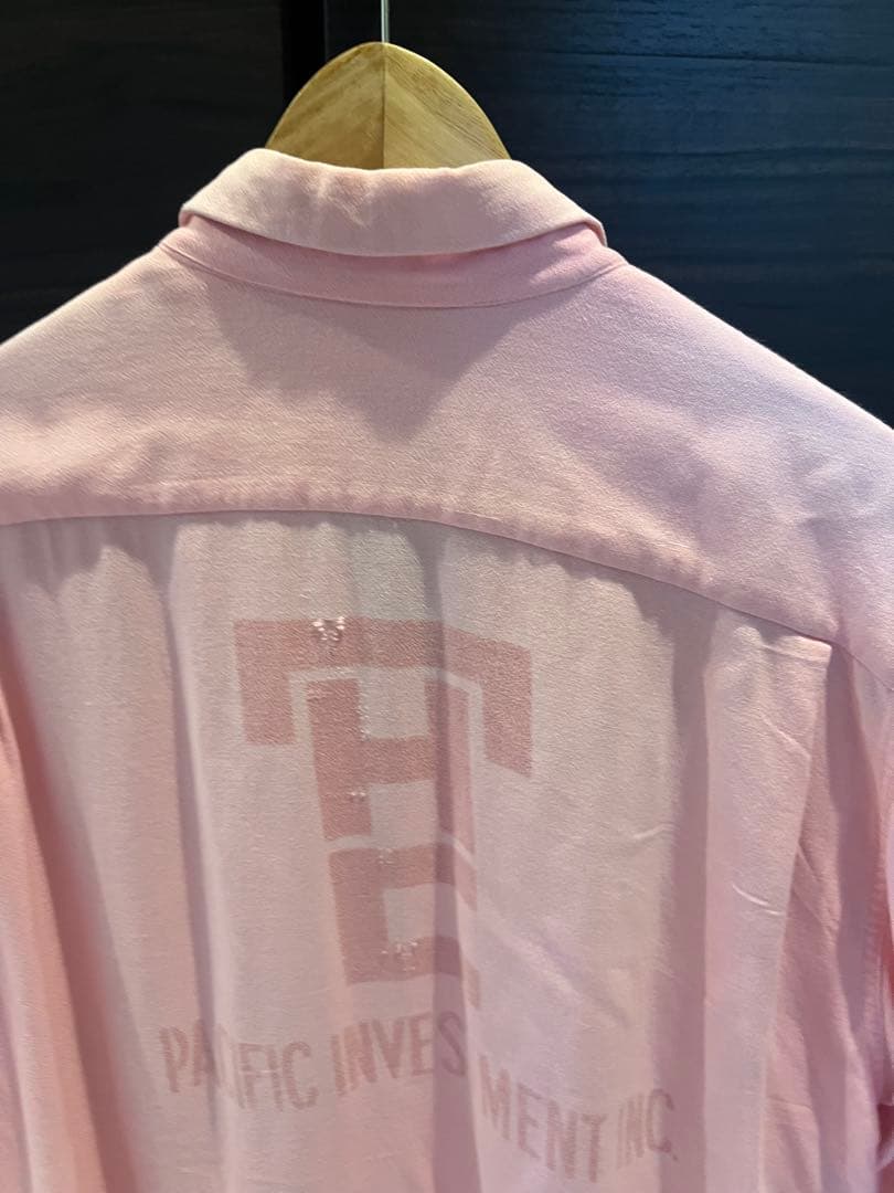 50s〜60s レーヨン　ボーリングシャツ　ピンク