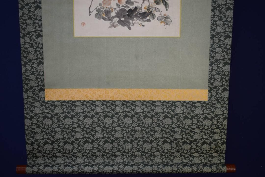 真作/小室翠雲/冨貴天香図/布袋屋掛軸HI-277