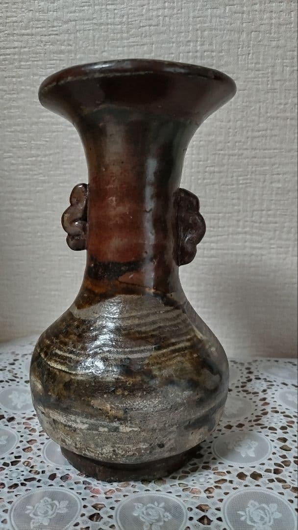 二彩唐津花入れ　骨董品