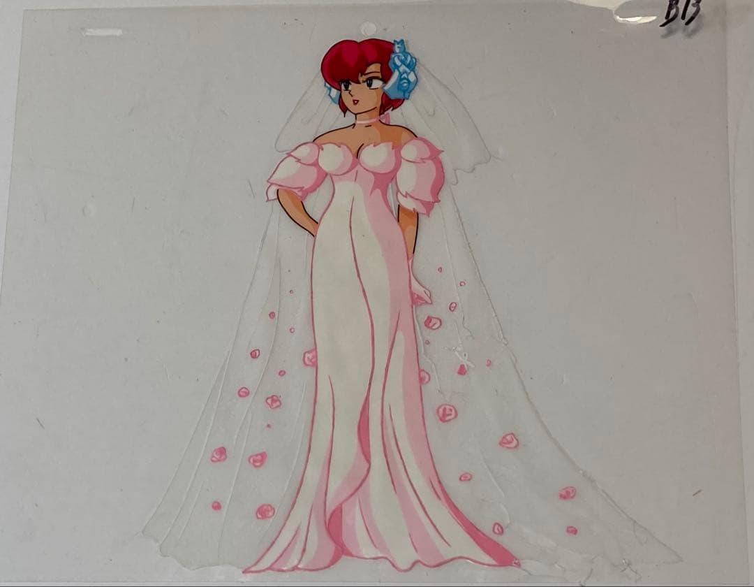 d３９　うる星やつらセル画【ウエディングドレス　弁天？】背景画付き