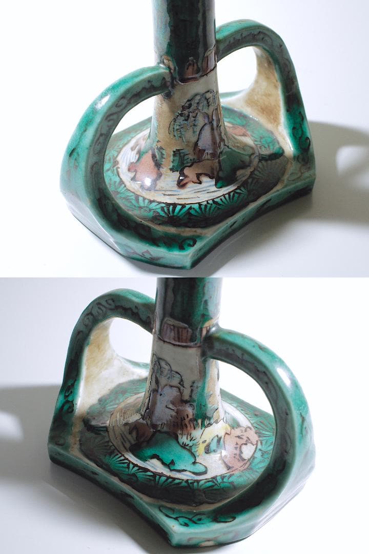 古九谷 青手 山水図 燭台