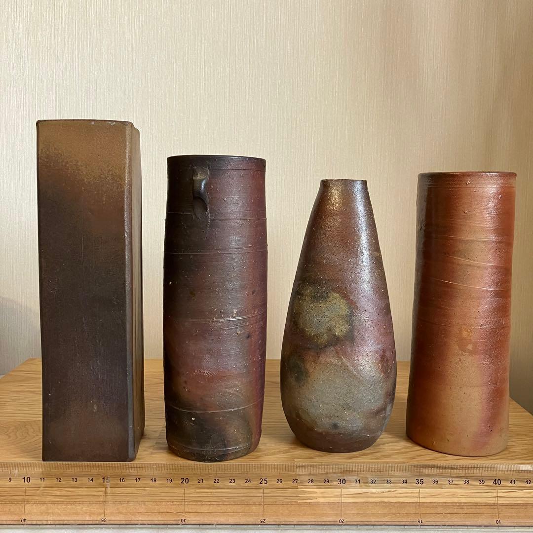 備前焼　花瓶　4点