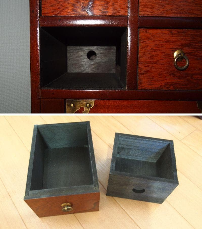 【良品】李朝家具 薬箪笥 隠し収納付き チェスト/小物入れ 蝶番金具 インテリア