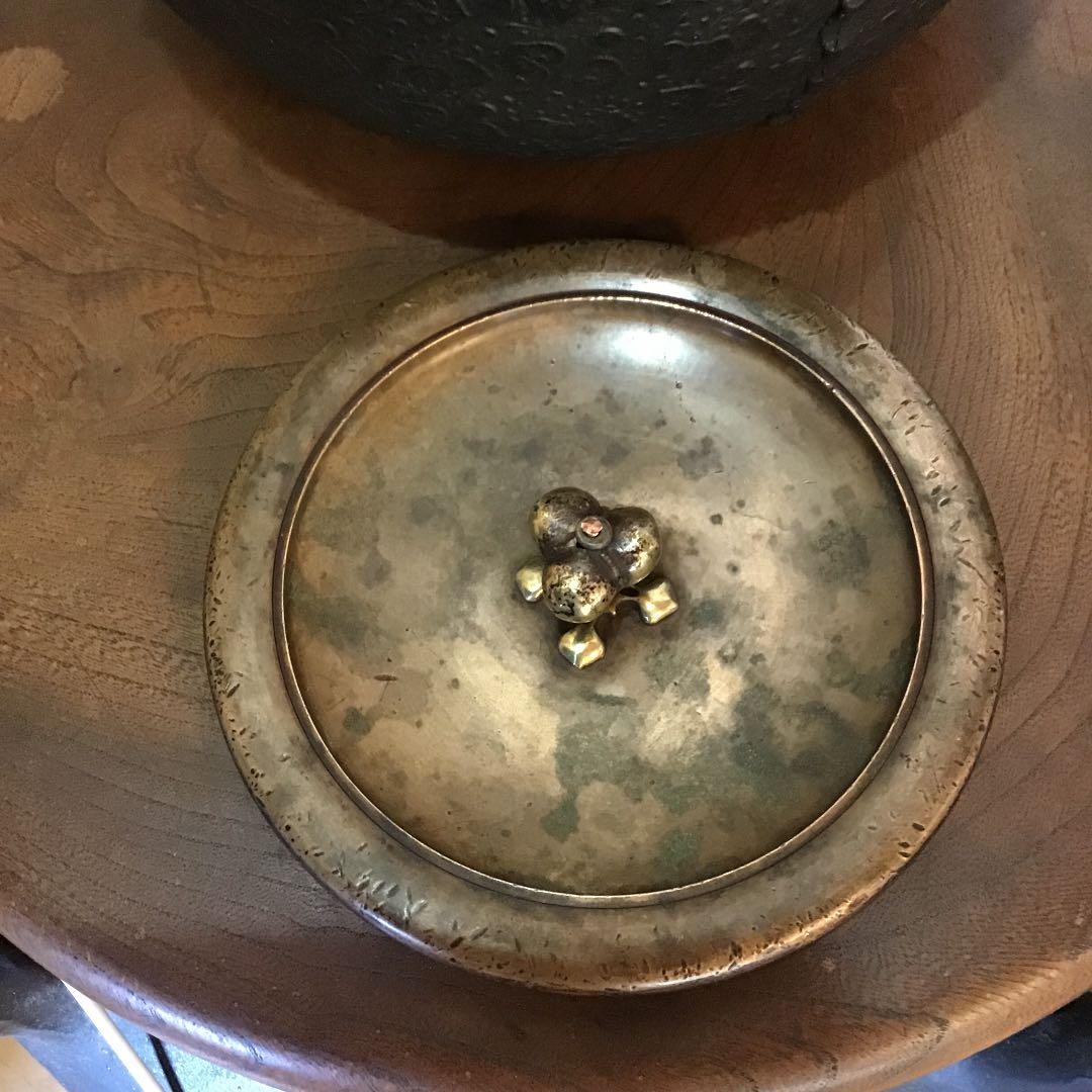 値下‼️江戸期　祥雲堂造　全面花付き二枚葉葵紋桐紋　鉄瓶　龍文堂