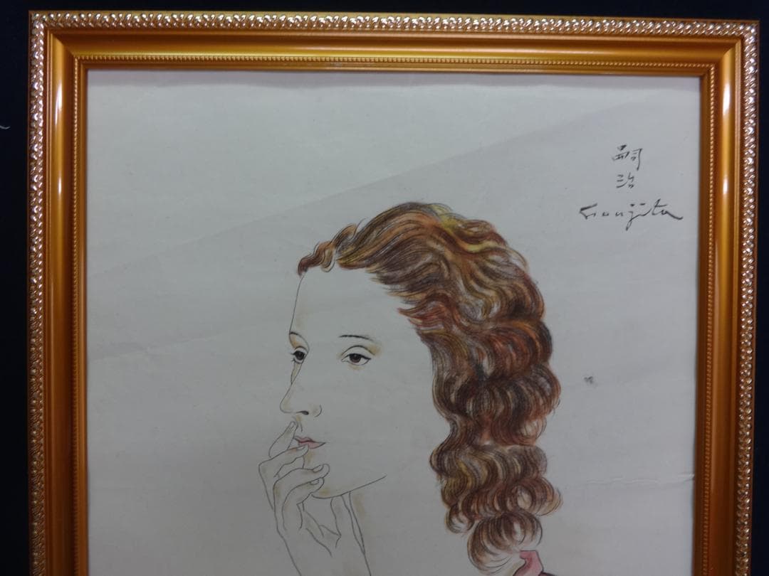 サ*バ様 藤田嗣治 乙女 肉筆・額装・油彩画・洋画・レオナール・フジタ・ft59