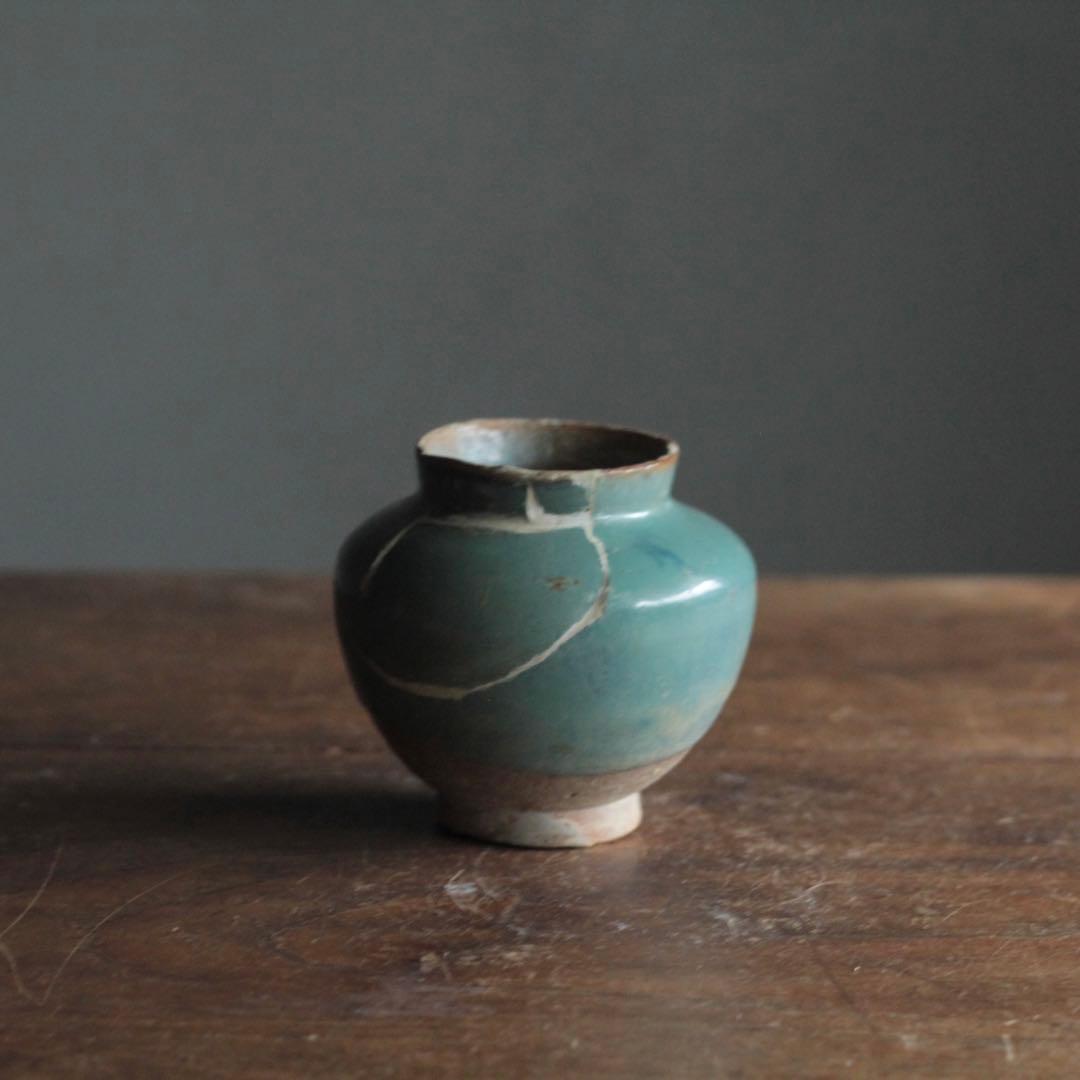 緑釉 唐津 小壺 17世紀後半頃 古美術 古道具 古唐津 アンティーク