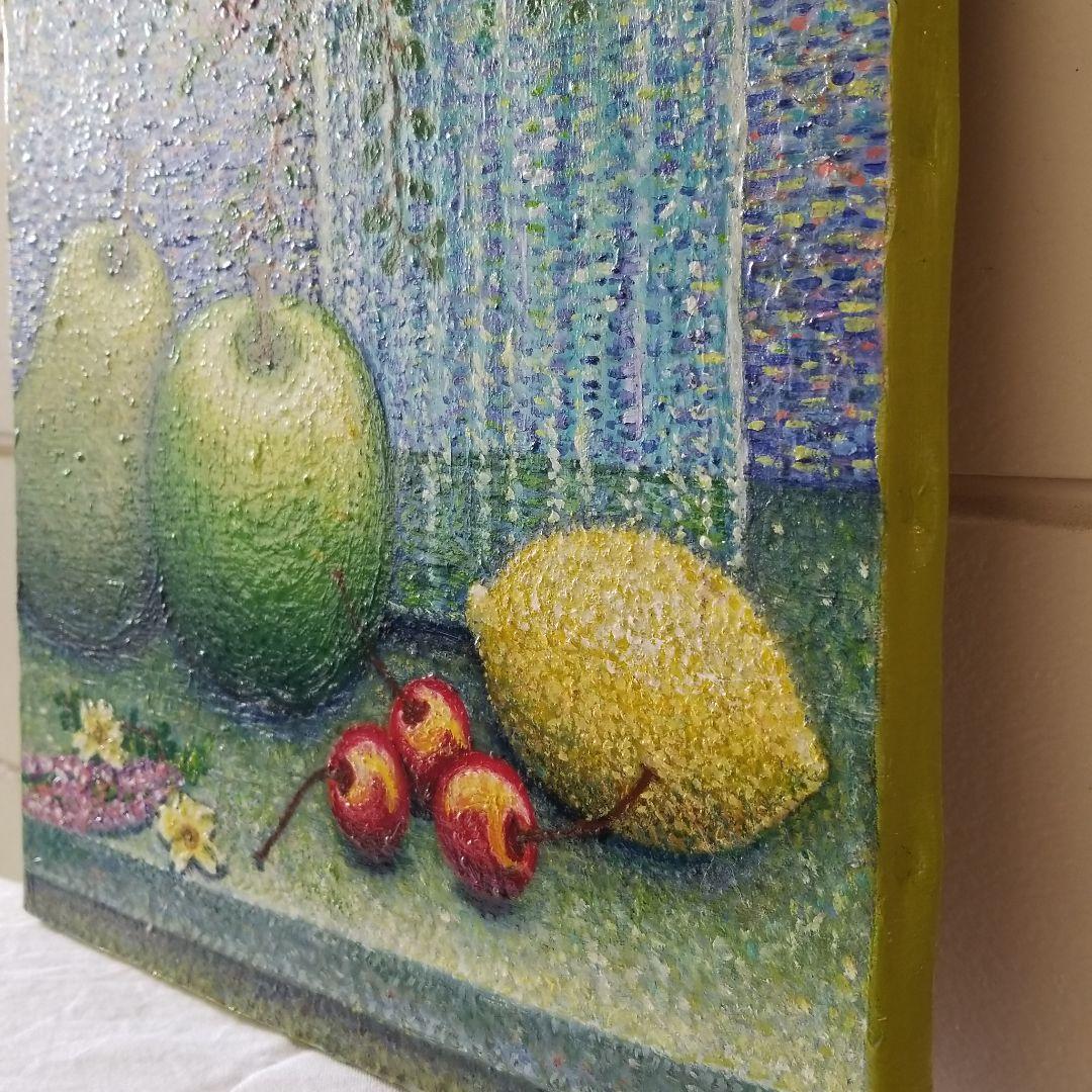 油絵　まろん　点で描いた静物