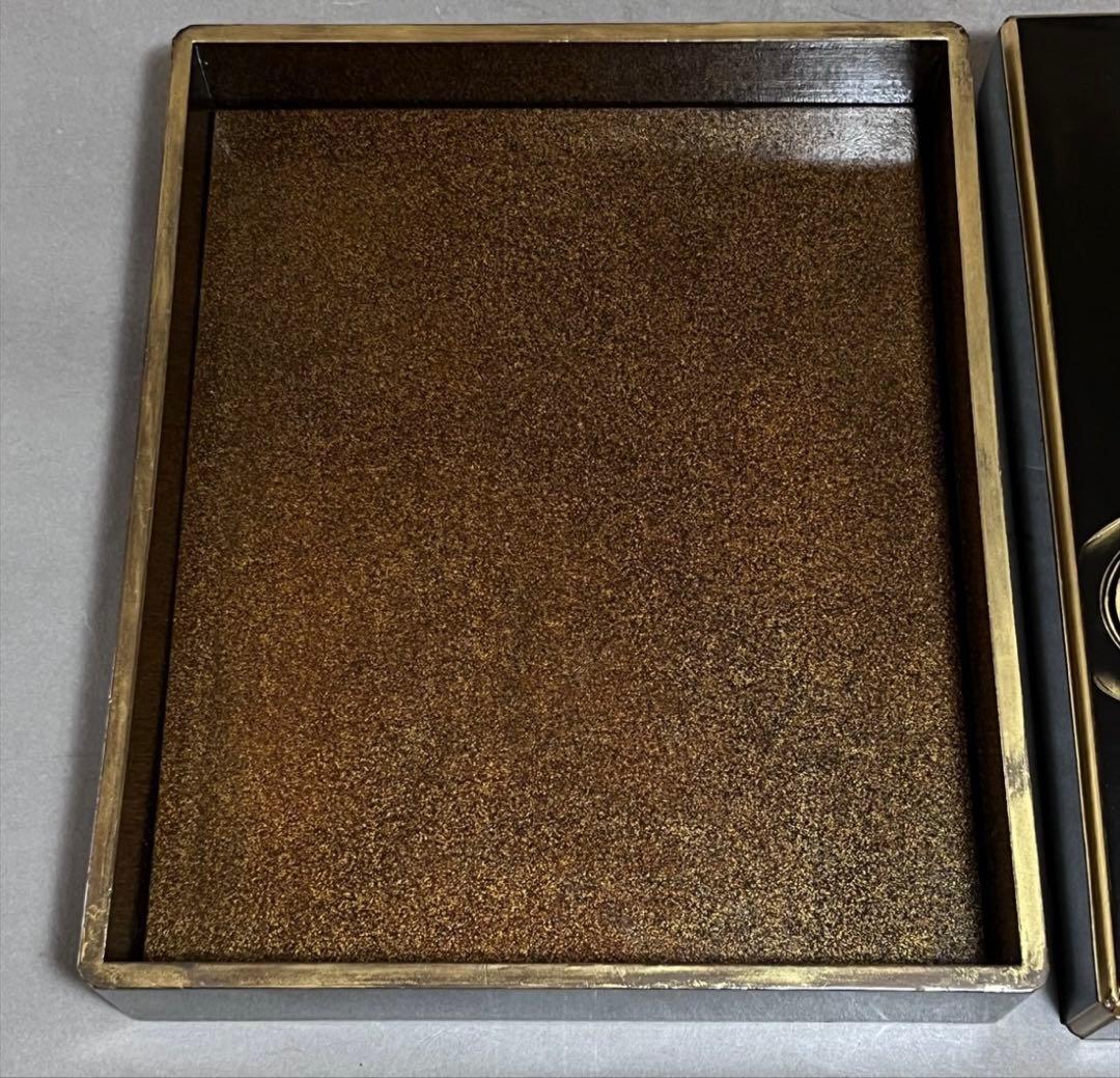 【時代物】金彩細密花蒔絵 硯箱 内梨地 木胎漆器 骨董 共箱付