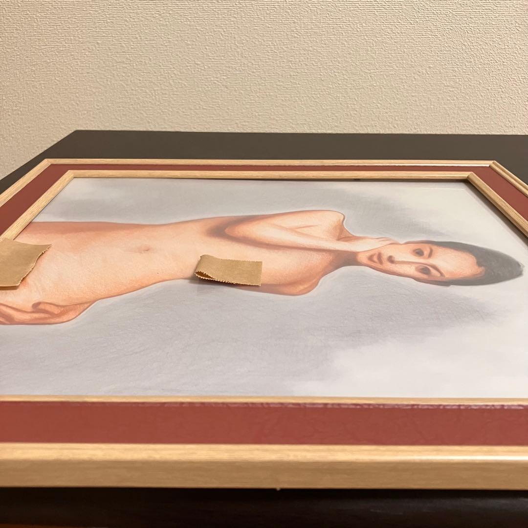 女優画25 額装品　額縁寸法32.0㎝×29.0㎝×1.5㎝　カラー着色　定款付