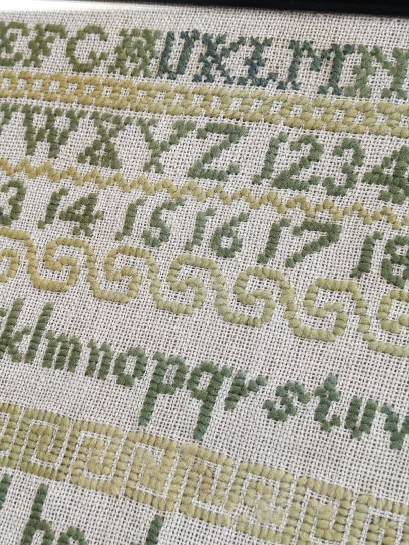 イギリス アンティーク 19世紀 1875年 刺繍サンプラー ヴィンテージ刺繍