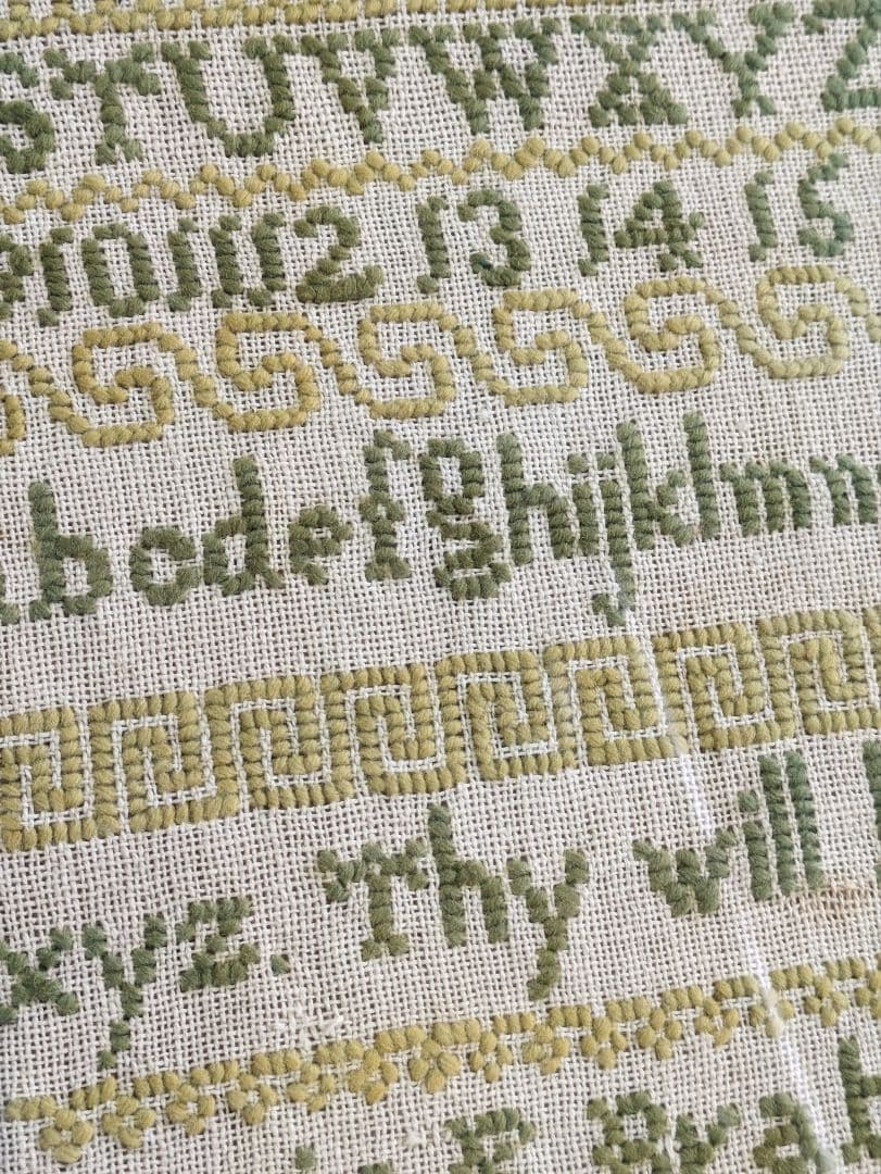 イギリス アンティーク 19世紀 1875年 刺繍サンプラー ヴィンテージ刺繍