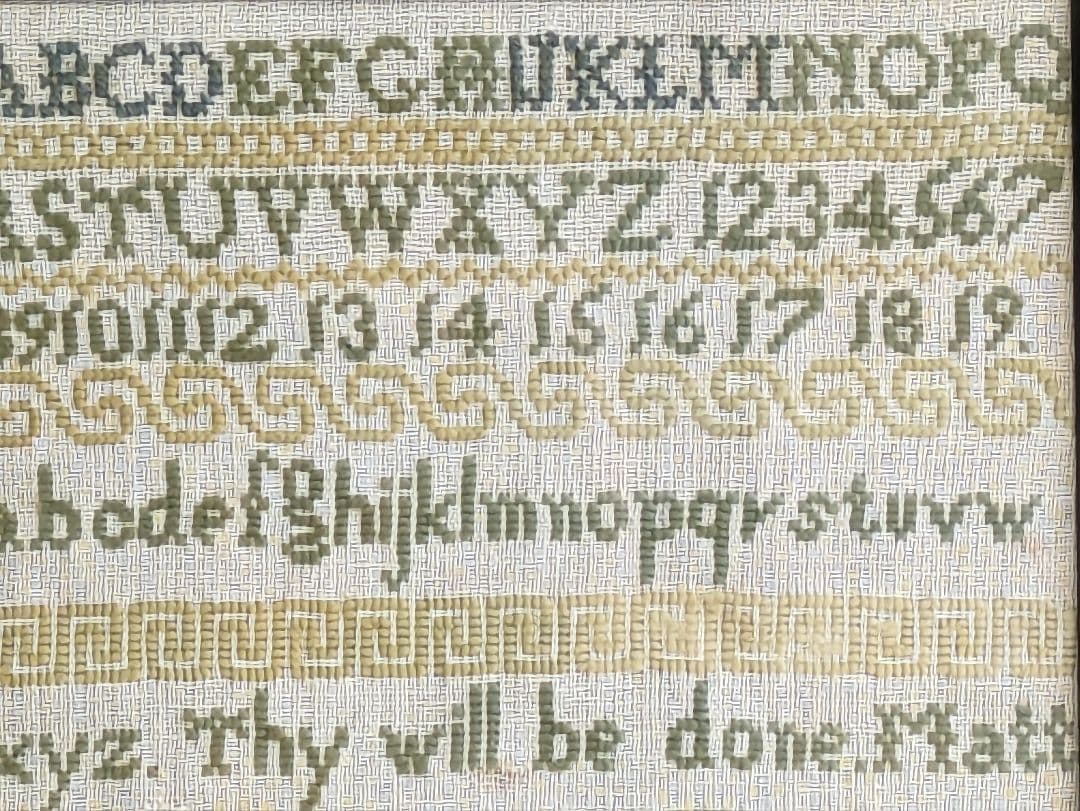 イギリス アンティーク 19世紀 1875年 刺繍サンプラー ヴィンテージ刺繍