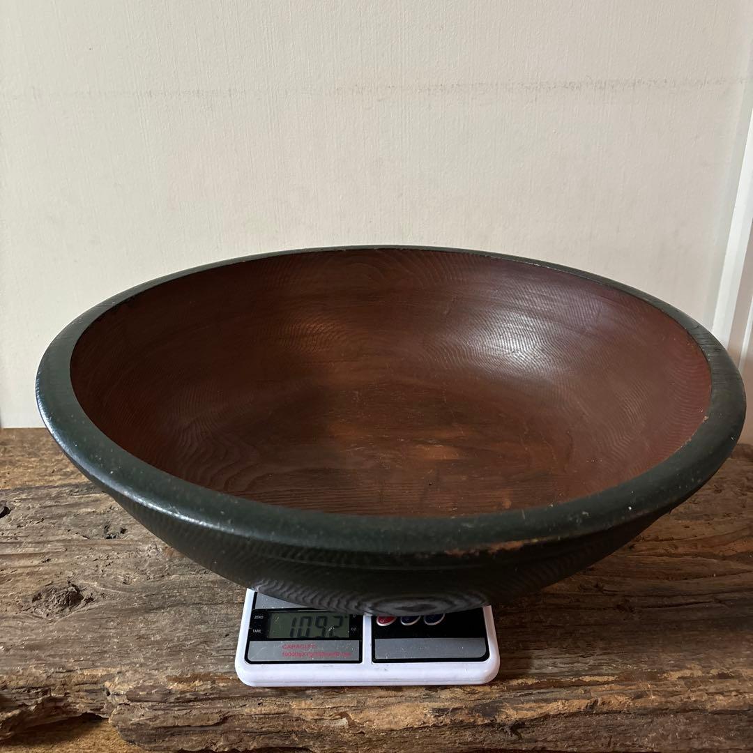 古い捏鉢　こね鉢　くり抜き盆　木地盆　古道具　アンティーク　民家　丸盆　検:李朝