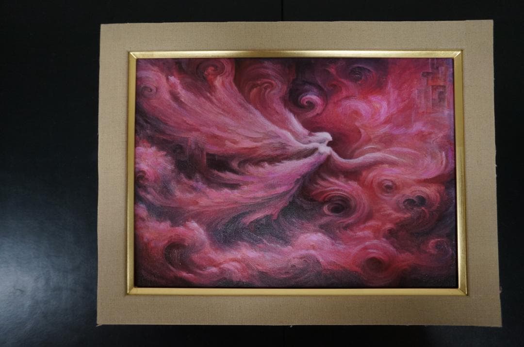 0002　絵画　幻想的　ピンク　額縁