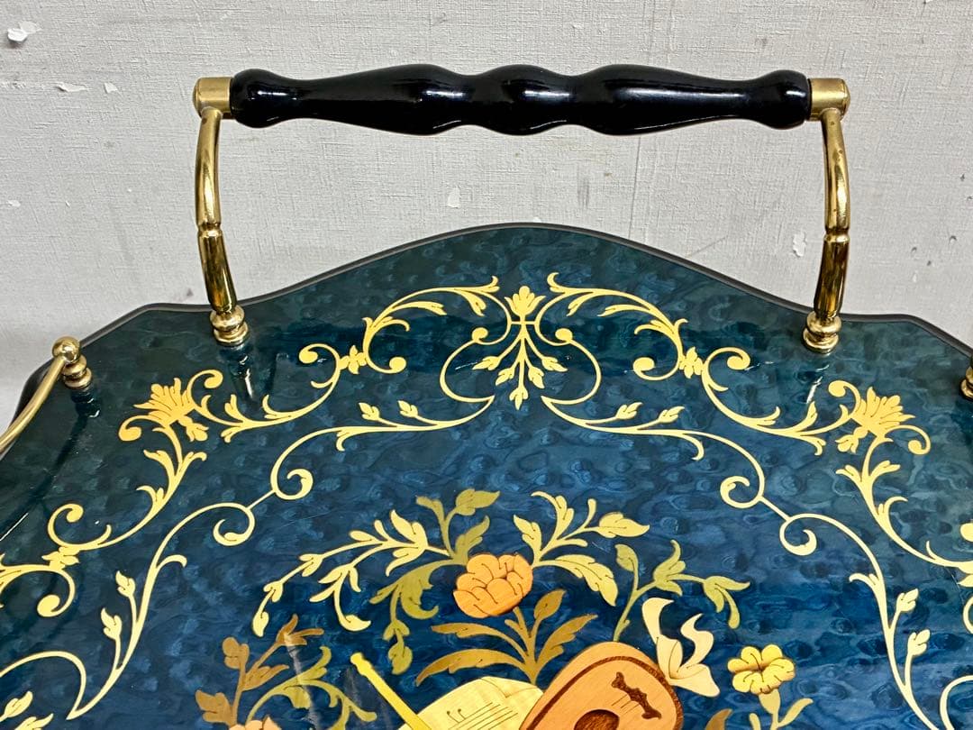 管459☆イタリア製☆ドマン社☆象嵌細工☆アンティーク☆キッチンワゴン