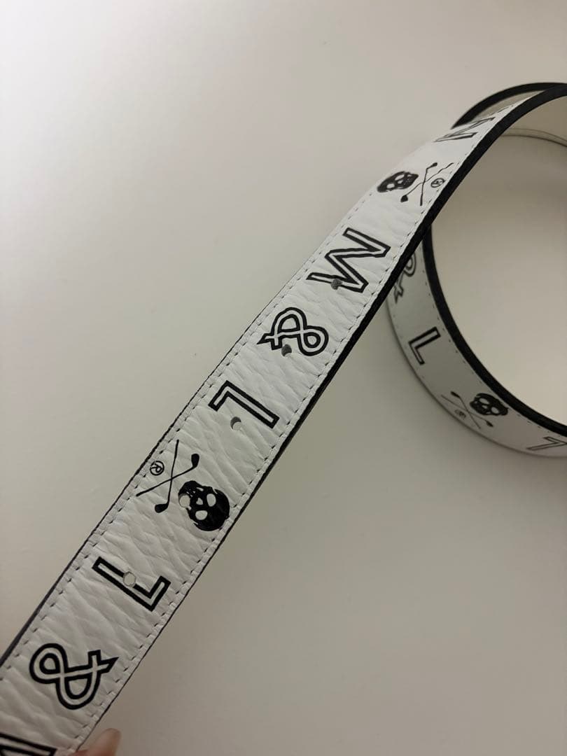 MARK&LONA ホワイト スカルプリント ベルト
