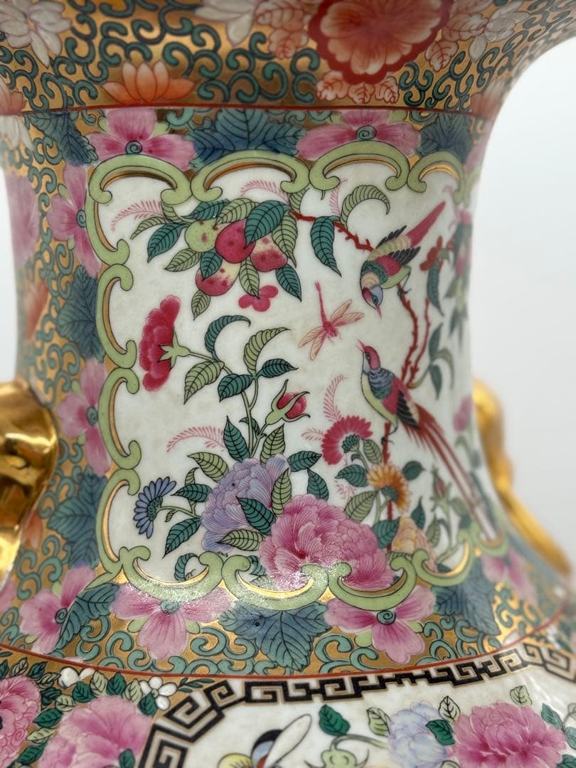 中国　粉彩　人物紋大瓶　大清乾隆年製銘　送料込み250609