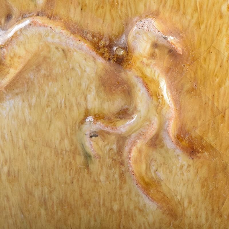 中国　黄釉　貼龍鳳凰文　六耳瓶　C　R7669B