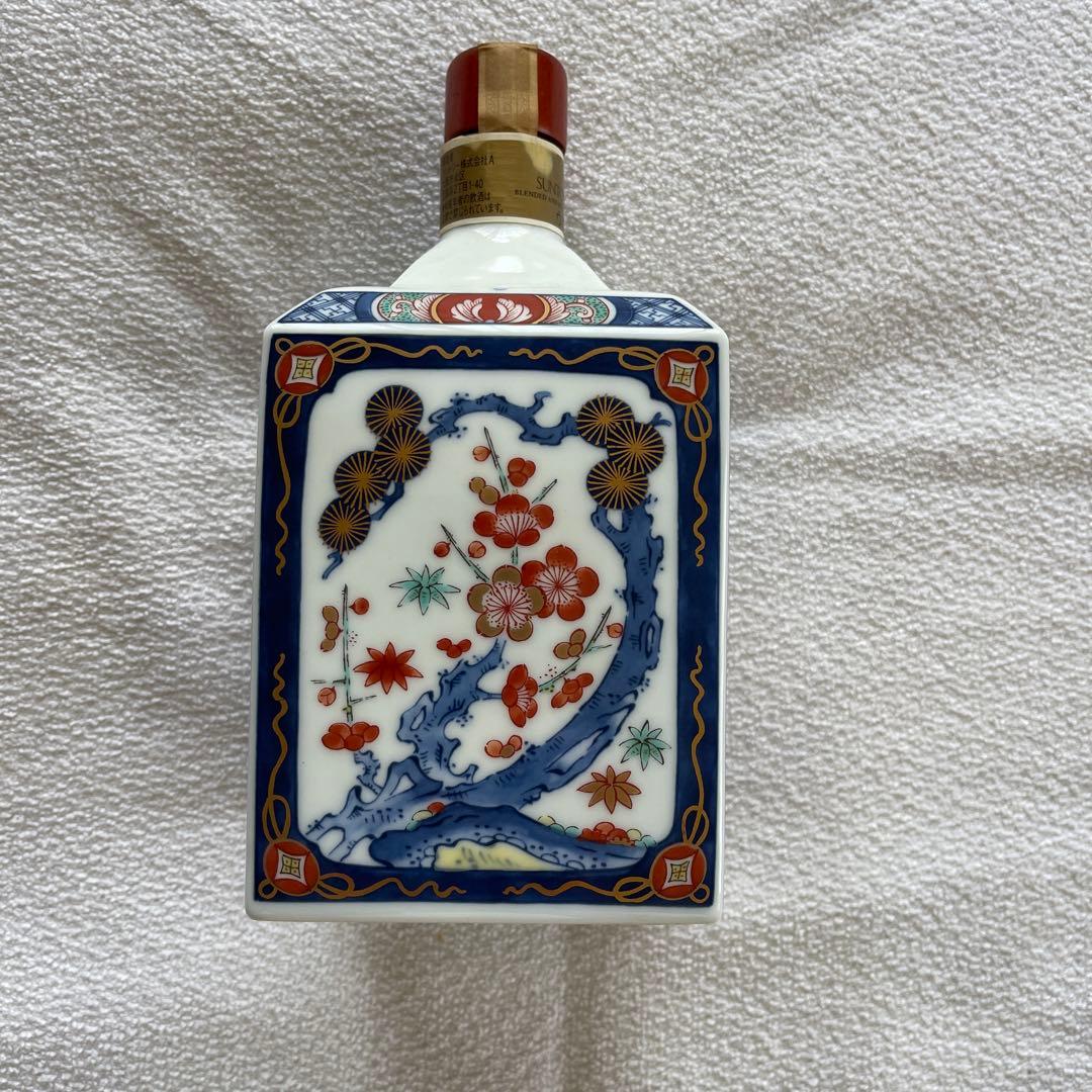 サントリーウィスキー有田焼染錦松竹梅寅文角型瓶