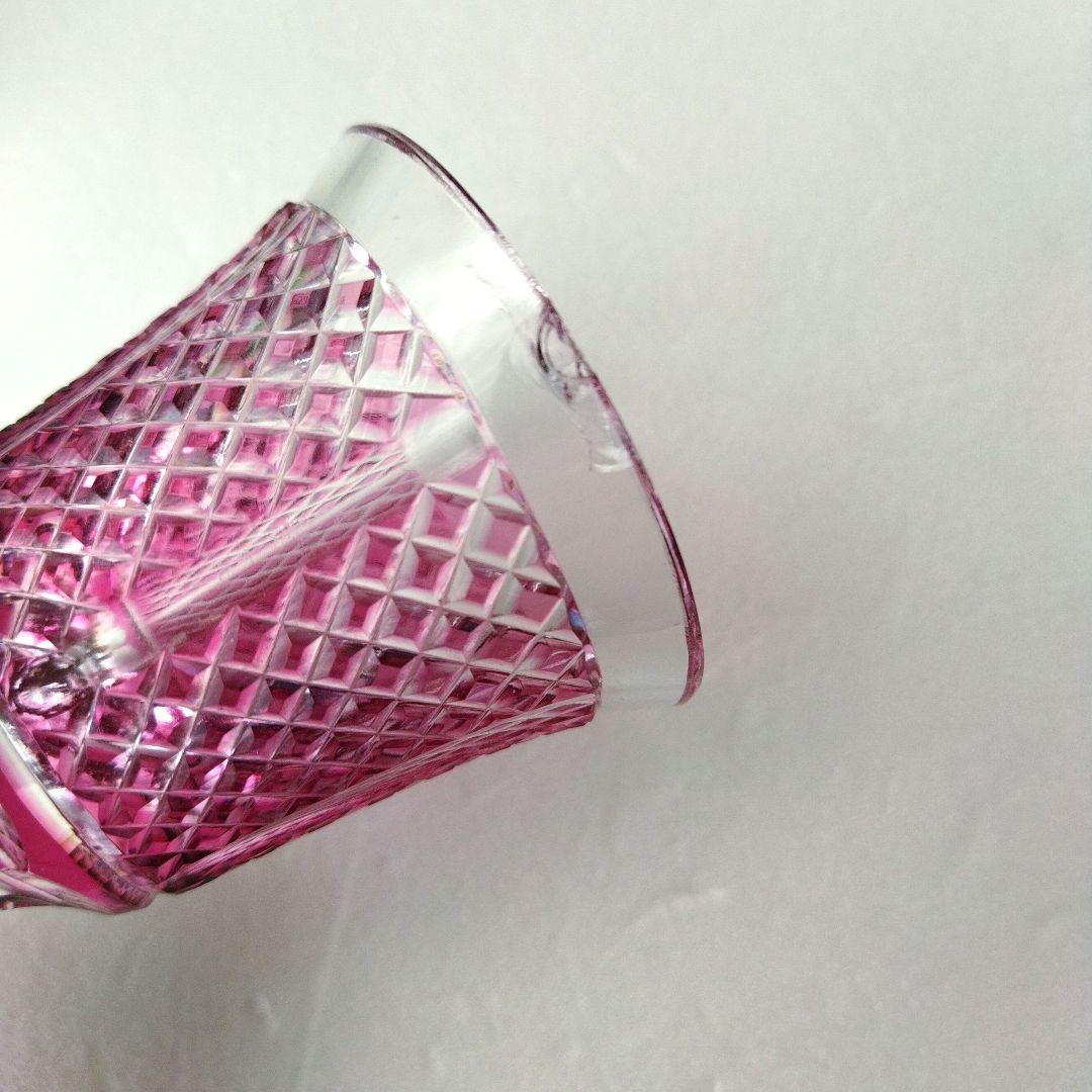 ミ*メ様 【未使用　長期保管品】復元薩摩切子　金継　脚付杯　色被せ切子　紗綾高杯