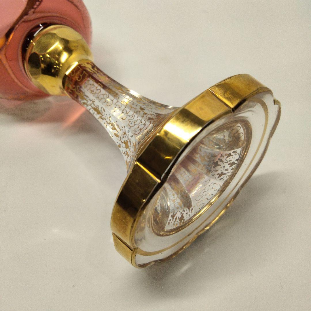 ボヘミアガラス エーゲルマン パネルグラス 金彩レッド 高さ18.5㎝