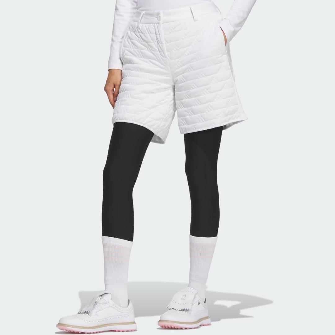 【M】秋冬 定価34,100円 アディダス ゴルフ 中綿 キルト セットアップ白