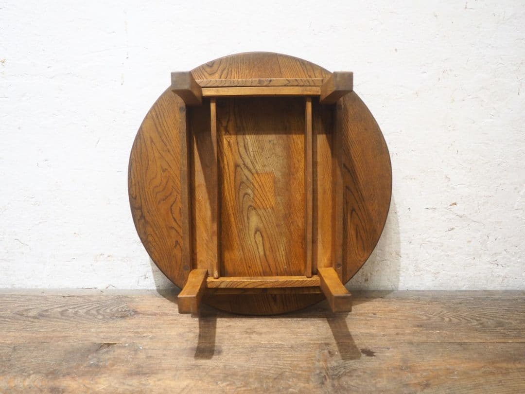 1311 折りたたみ式　レトロな丸ちゃぶ台　座卓　ローテーブル　古家具　古道具