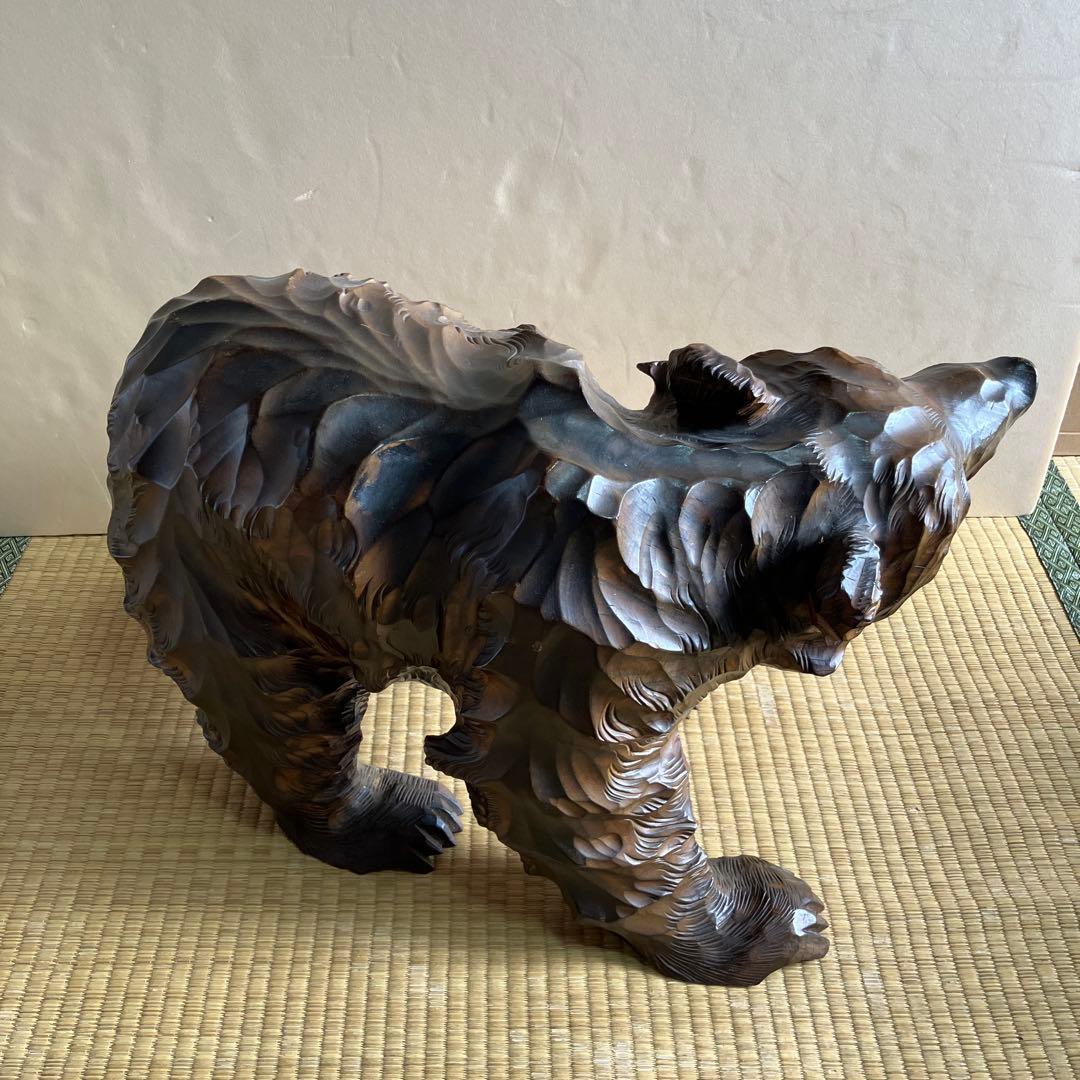 木彫り　熊　置物　特大　民芸品　インテリア　北海道刻印