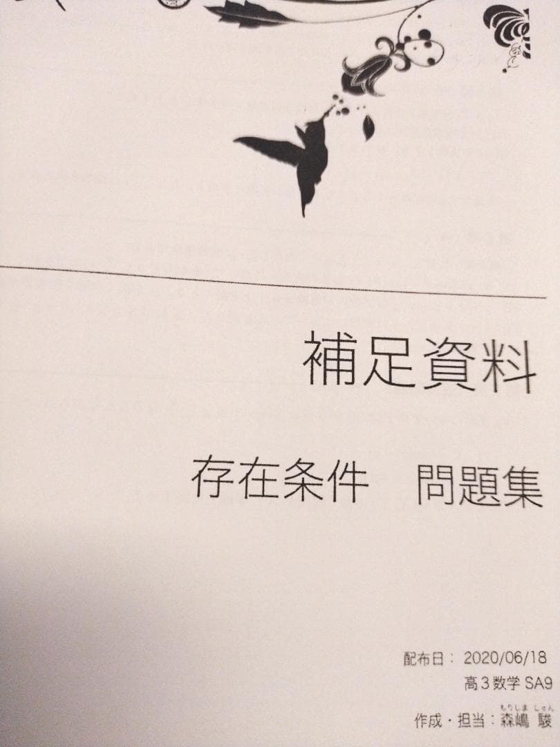 鉄緑会の森嶋先生による入試数学鉄則集と存在条件資料セット　最新　河合塾　駿台