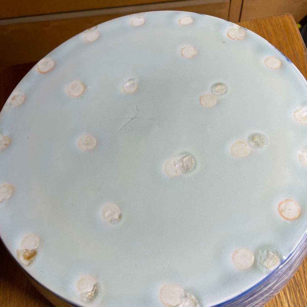 吉川正道　染付線紋銅鑼鉢