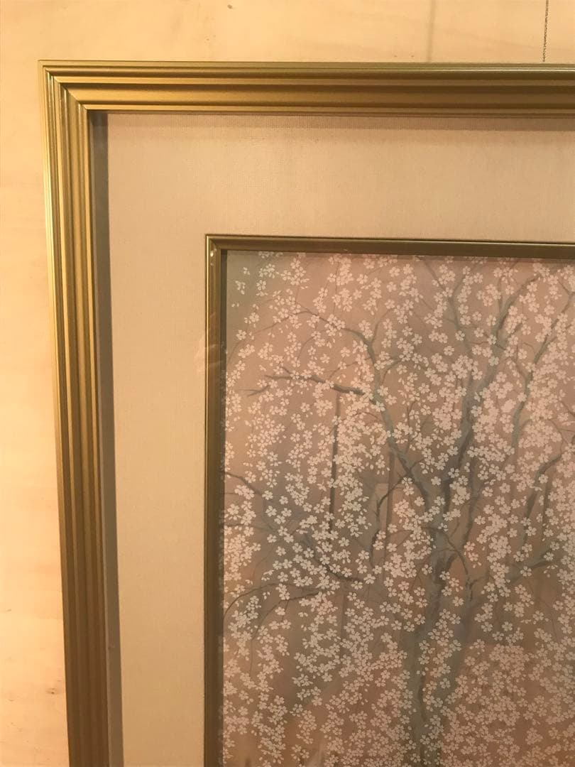 宇田荻邨　「祇園夜桜」　リトグラフ　刷り込みサイン・作品証明シール有り