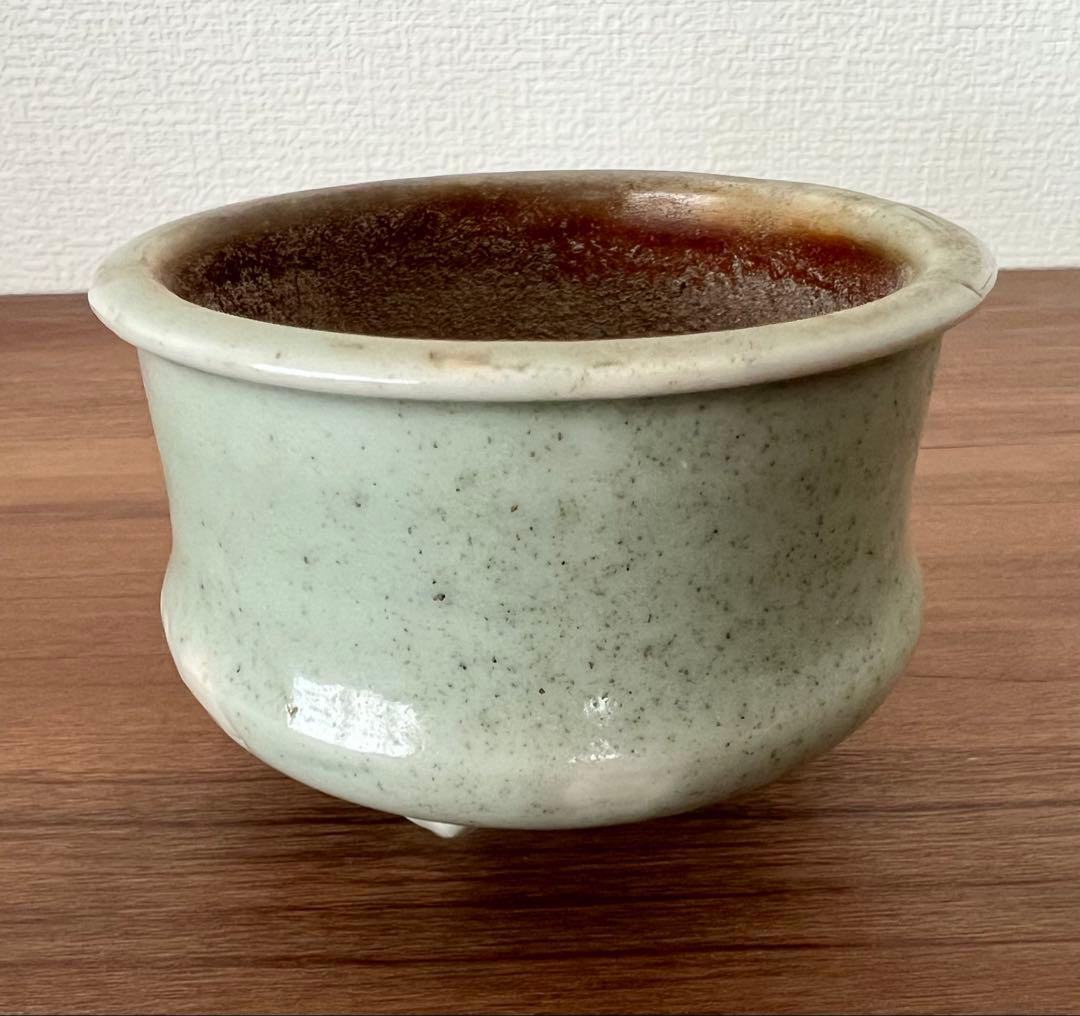 砧青磁千鳥香炉 中国龍泉窯産 箱有 灰有 年代物 香合