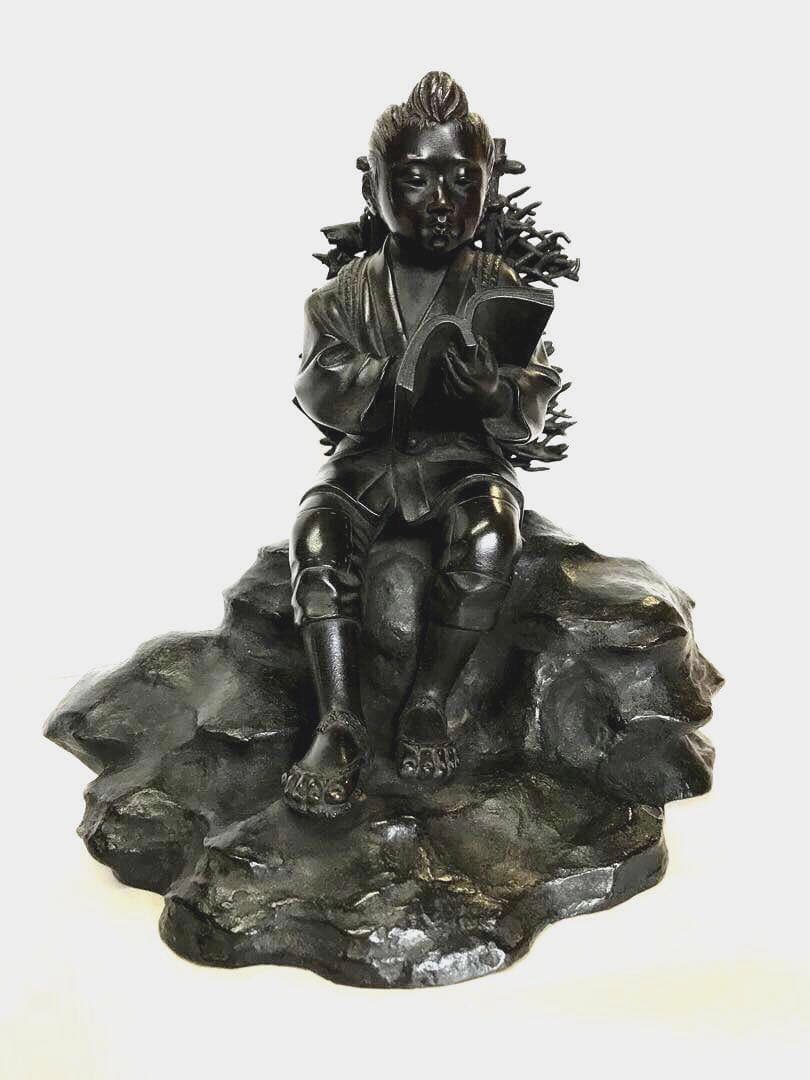 [隆美作]銅製:二宮金次郎座像