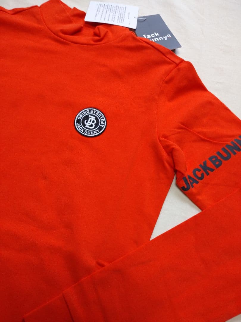 モックネック長袖シャツ レディース ゴルフ オレンジ 0サイズS ジャックバニー