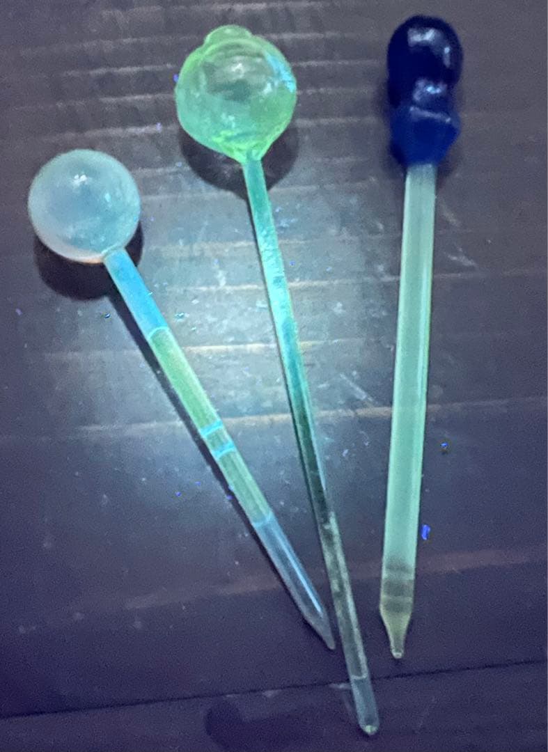 アンティーク　時代物ウラン和ガラス　かんざし　簪　和装小物　瓢箪碍子　江戸ガラス