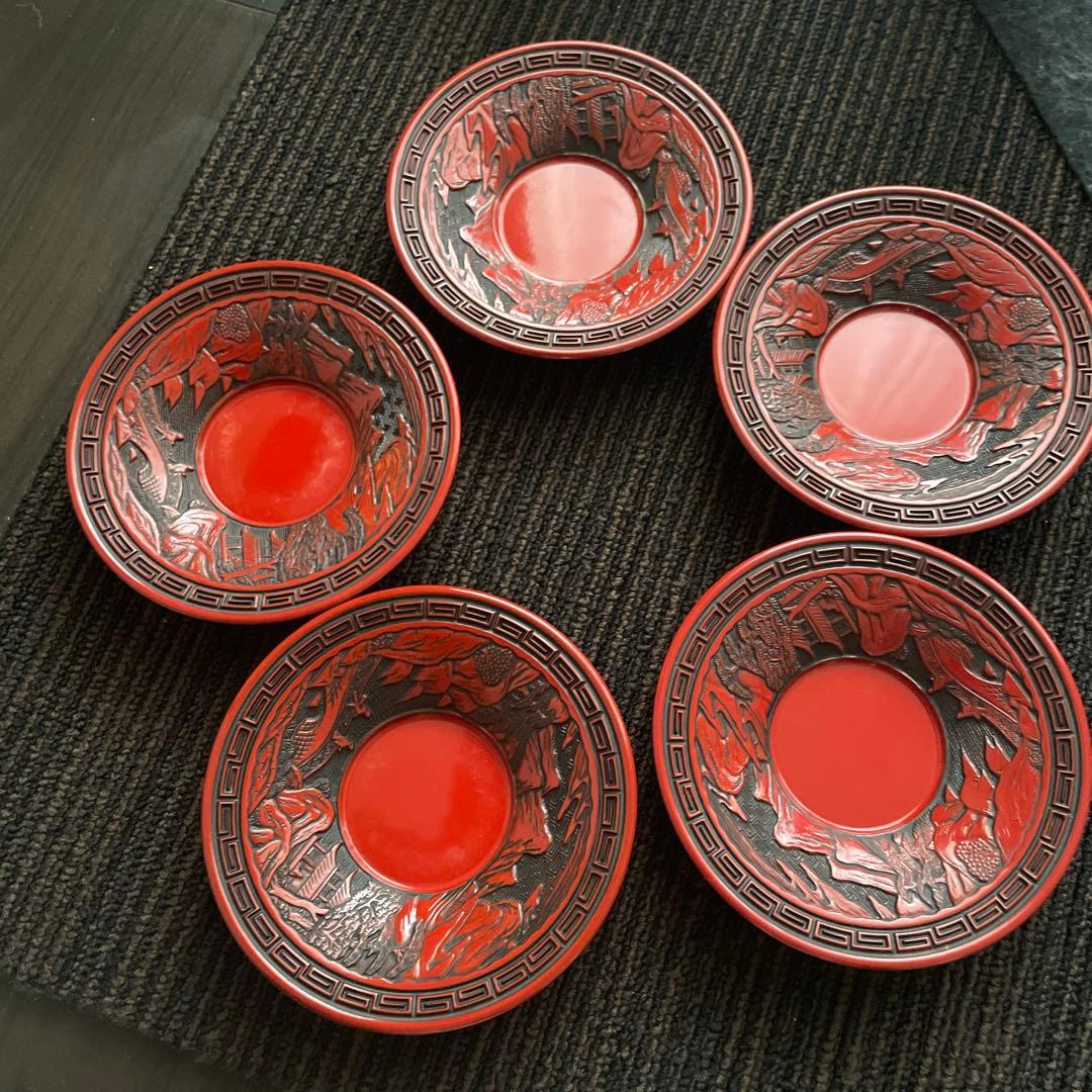 堆朱　漆器　仙台堆朱　茶びつセット