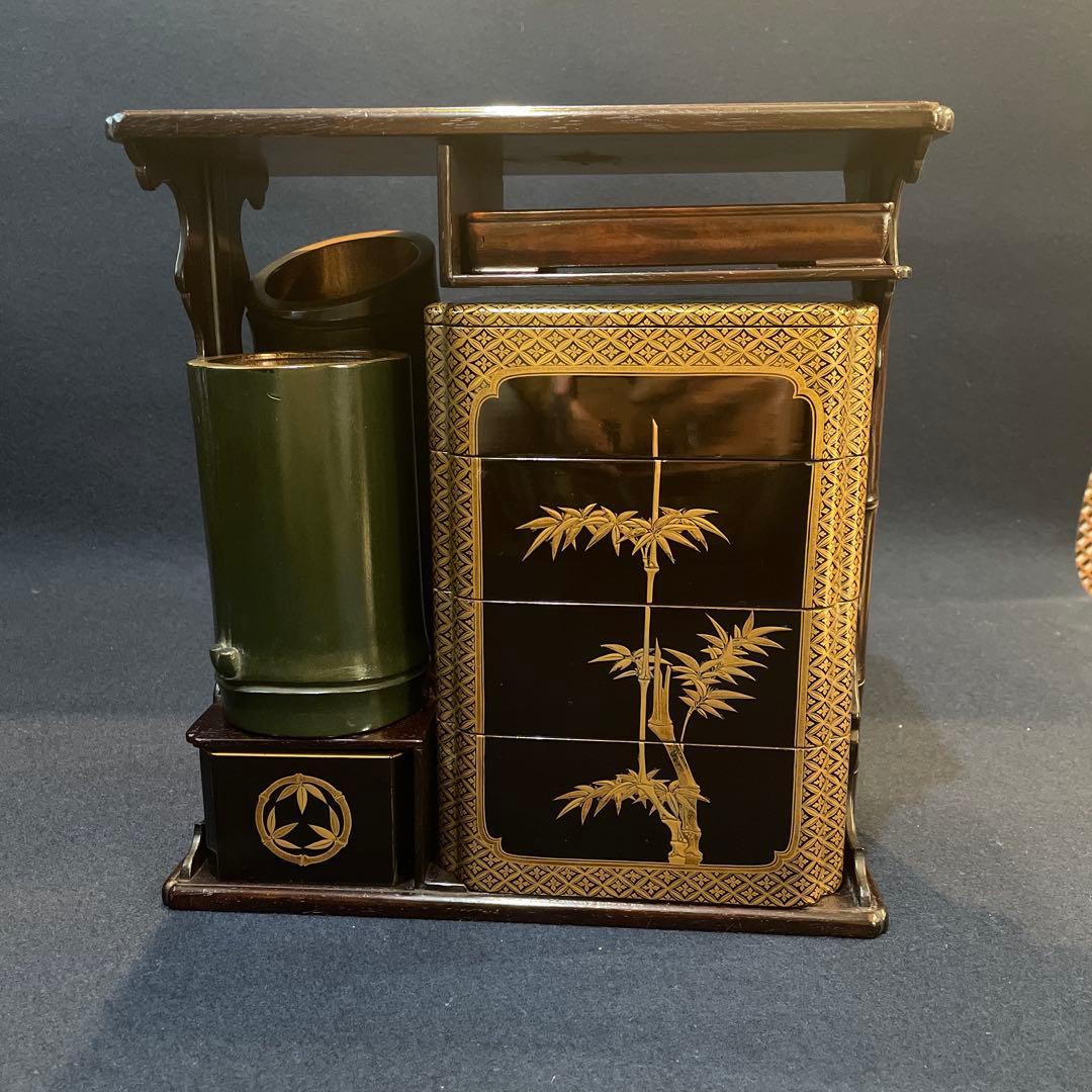 時代物　『野弁当箱』　木製漆器　※状態良好　木箱付　漆器