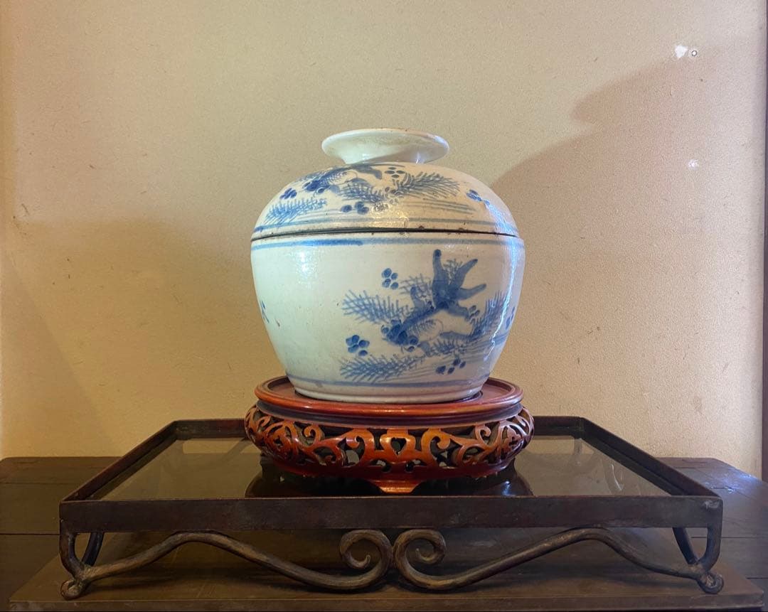 ヴィンテージ　一点物・アイアン製装飾　ガラス台 ハンドメイド　アンティーク　レア