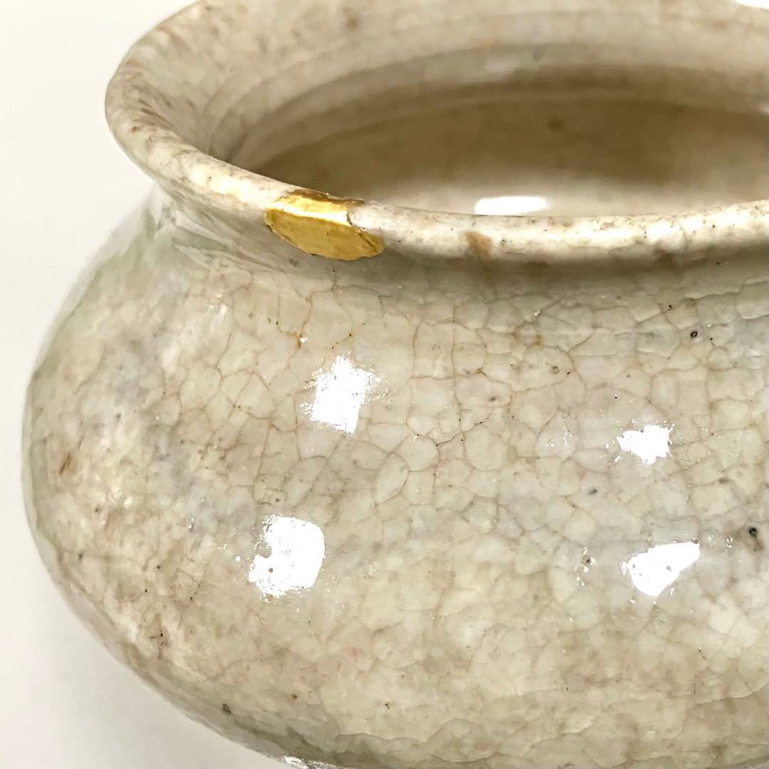 李朝 白磁 塩笥 壺 骨董 民藝 ベージュグレー